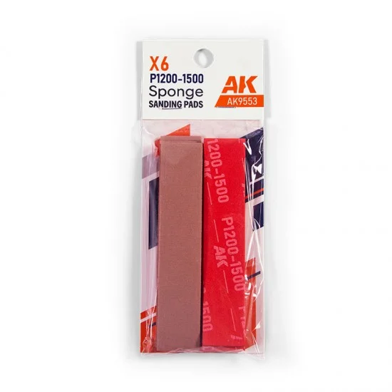 AK Interactive 9553 Sanding Pads P1200-1500 Sponge (6pcs)