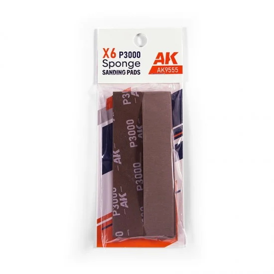 AK Interactive 9555 Sanding Pads P3000 Sponge (6pcs) - Hobby Tools & Supplies