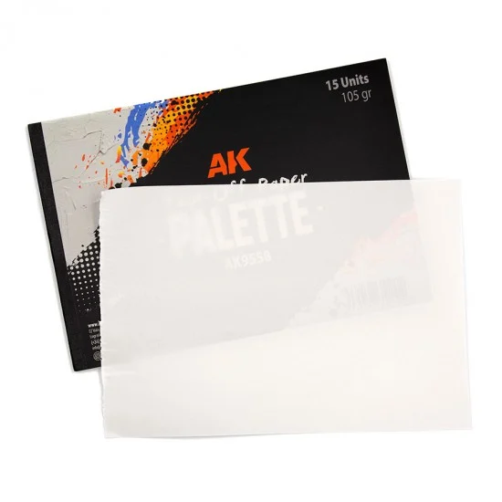 AK Interactive 9558 Tear-Off Paper Palette (15 sheets of 105 gr. Size: 220 x 150 mm)