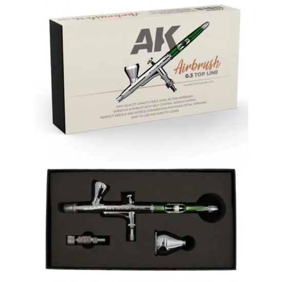 AK Interactive AK-9600 Airbrush 0.3 Top Line (incl. 2cc, 7cc fluid cups)
