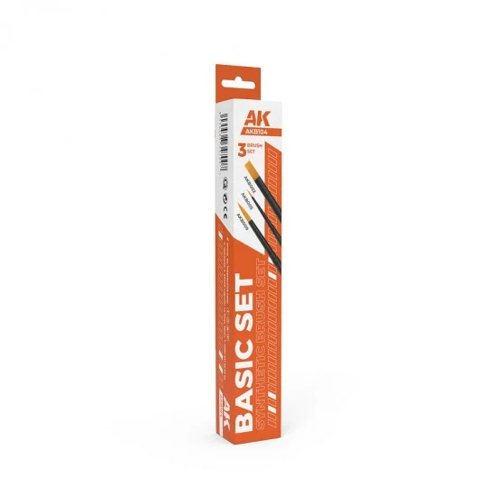 AK Interactive AKB104 Basic Brushes Set (3 different brushes) - Hobby & Model Paints