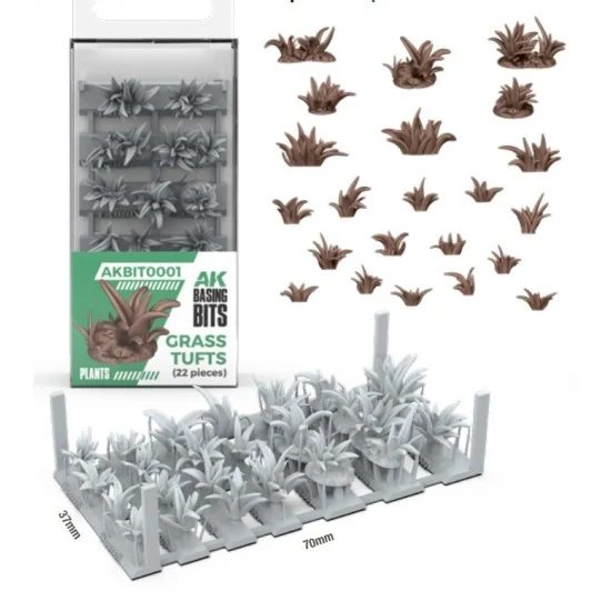 AK Interactive BIT0001 Wargames Basing Bit - Plants #Grass Tufts (22pcs)