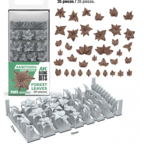 AK Interactive BIT0004 Wargames Basing Bit - Plants #Forest Leaves (35pcs)