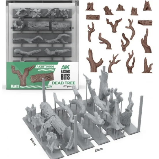 AK Interactive BIT0006 Wargames Basing Bit - Plants #Dead Tree Basing (17pcs)