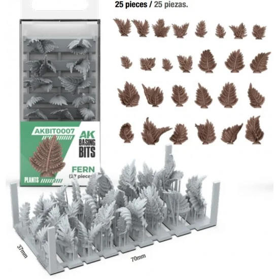 AK Interactive BIT0007 Wargames Basing Bit - Plants #Fern (25pcs)