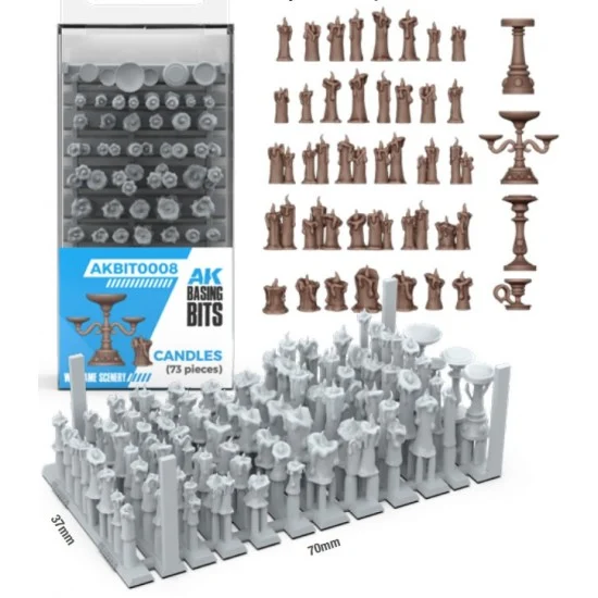 AK Interactive BIT0008 Wargames Basing Bit - Wargame Scenery #Candles (73pcs)