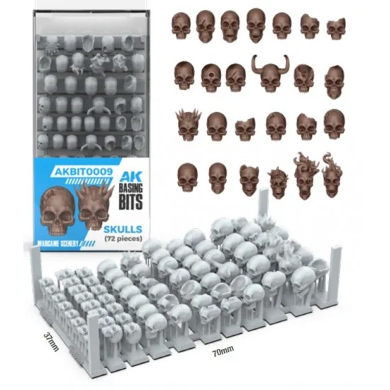 AK Interactive BIT0009 Wargames Basing Bit - Wargame Scenery #Skulls (72pcs)