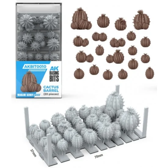 AK Interactive BIT0010 Wargames Basing Bit - Wargame Scenery #Cactus Barrel (20pcs)