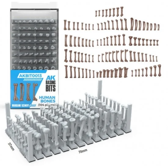 AK Interactive BIT0013 Wargames Basing Bit - Wargame Scenery #Human Bones (120pcs)