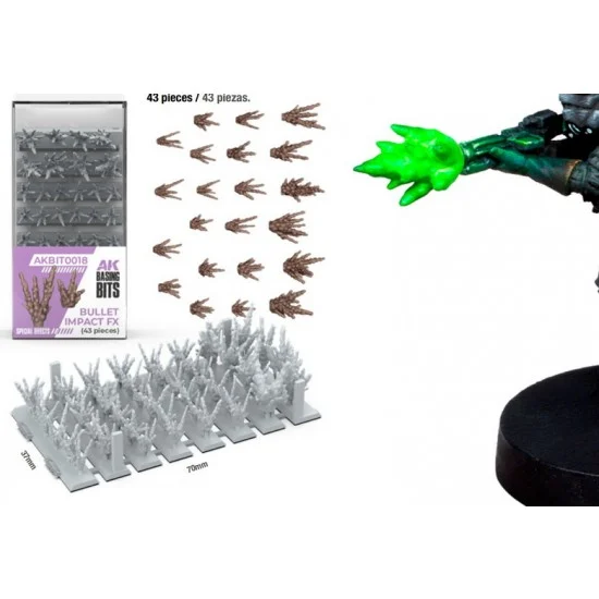 AK Interactive BIT0018 Wargames Basing Bit - Special Effects #Bullet Impact FX (43pcs)
