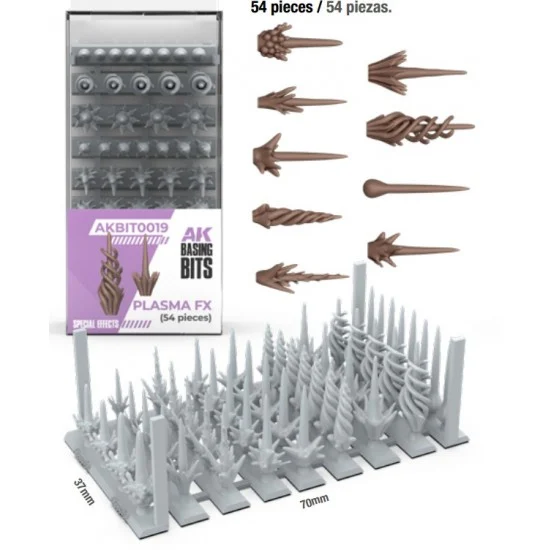 AK Interactive BIT0019 Wargames Basing Bit - Special Effects #Plasma FX (54pcs)
