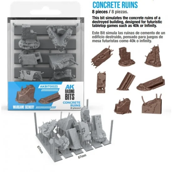 AK Interactive BIT0023 Wargame Scenery - Concrete Ruins (8pcs)