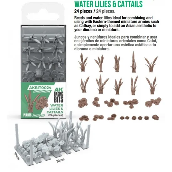 AK Interactive BIT0024 Plants - Water Lilies and Cattails (24pcs)