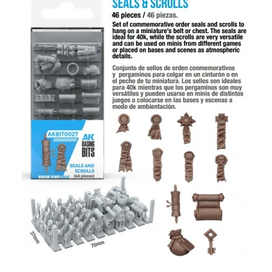 AK Interactive BIT0027 Wargame Scenery - Seals and Scrolls (46pcs)