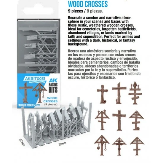 AK Interactive BIT0031 Basing Bit - Wargame Scenery #Wood Crosses (9pcs)