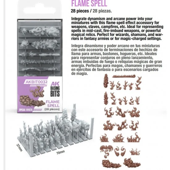 AK Interactive BIT0032 Basing Bit - Special Effects #Flame Spell (28pcs)