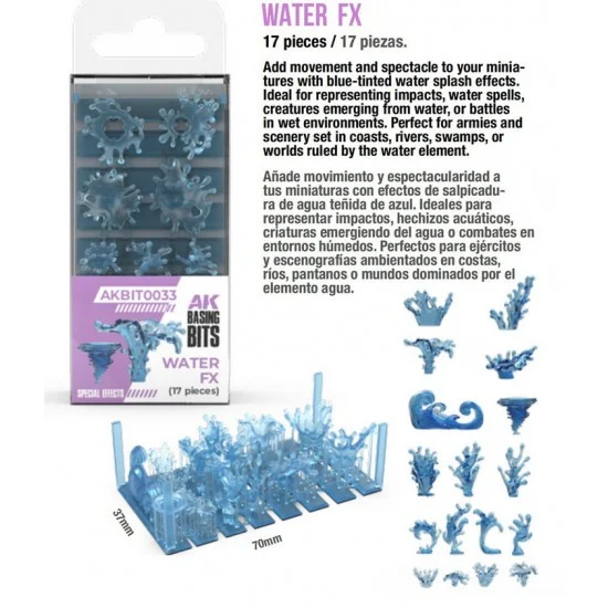 AK Interactive BIT0033 Basing Bit - Special Effects #Water FX (17pcs)