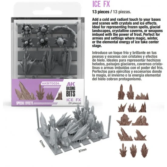AK Interactive BIT0034 Basing Bit - Special Effects #Ice FX (13pcs)
