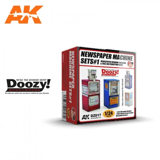 AK Interactive DZ017 1/24 Newspaper Machine Sets Vol.1 - Scenics & Diorama