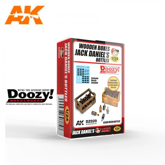 AK Interactive DZ029 1/24 Wooden Boxes JD's Bottles - Scenics & Diorama