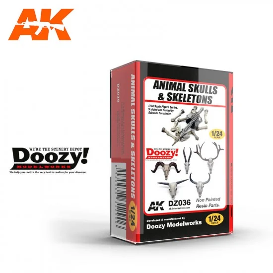 AK Interactive DZ036 1/24 Animal Skulls (5pcs) & Skeletons - Scenics & Diorama