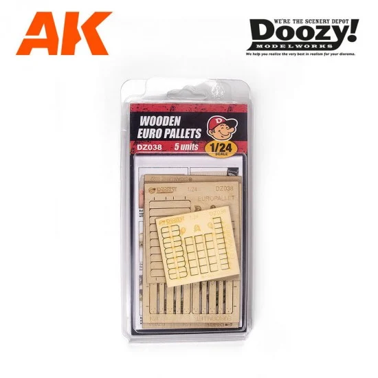 AK Interactive DZ038 1/24 Wooden Euro Standard Pallets (5pcs) - Scenics & Diorama