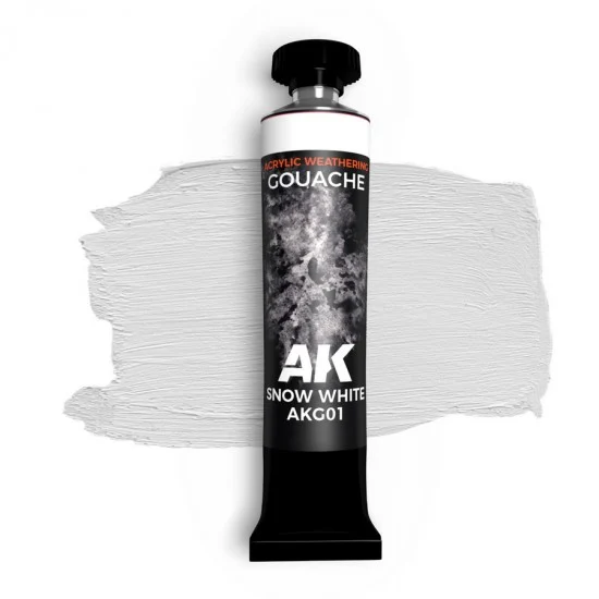 AK Interactive AKG01 Acrylic Weathering Gouache Paint - Snow White (20ml)