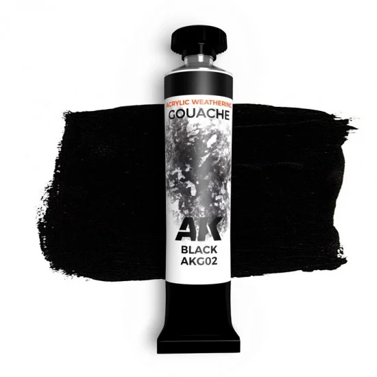 AK Interactive AKG02 Acrylic Weathering Gouache Paint - Black (20ml)