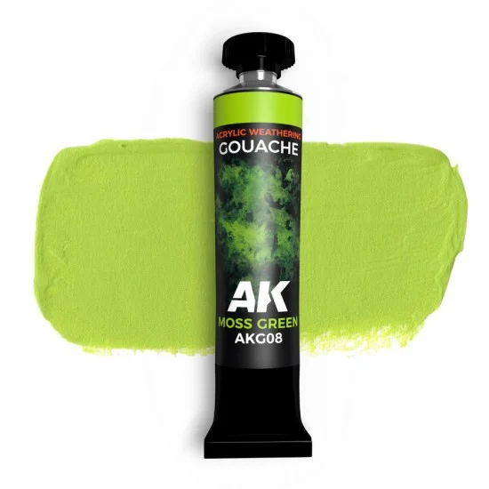 AK Interactive AKG08 Acrylic Weathering Gouache Paint - Moss Green (20ml)