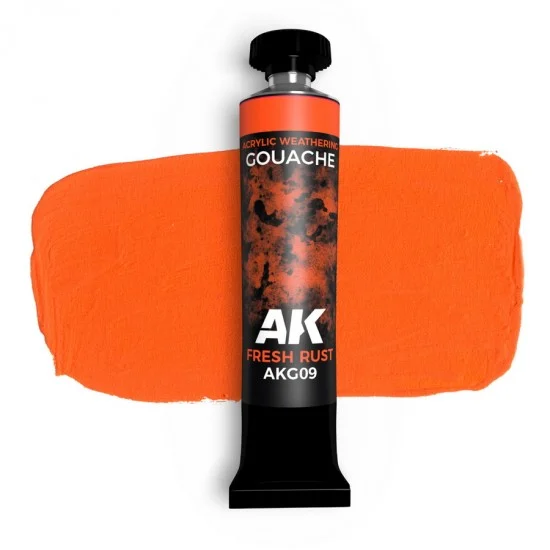 AK Interactive AKG09 Acrylic Weathering Gouache Paint - Fresh Rust (20ml)