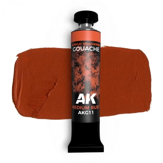 AK Interactive AKG11 Acrylic Weathering Gouache Paint - Medium Rust (20ml)