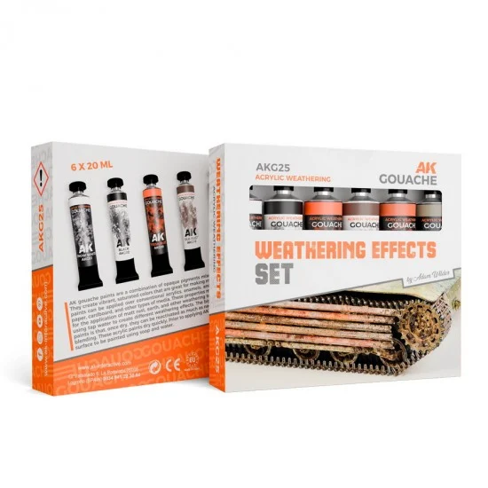 AK Interactive AKG25 Acrylic Gouache Paints - Weathering Effects Set (6 tubes, each: 20ml)