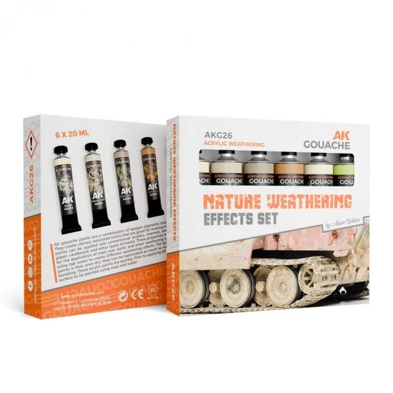 AK Interactive AKG26 Acrylic Gouache Paints - Nature Weathering Effects Set (6 tubes, each: 20ml)