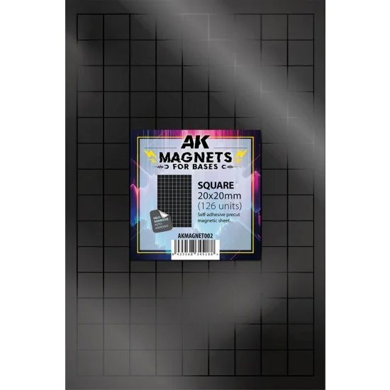 AK Interactive AK-MAGNET002 Square Pre-cut Magnets for Bases (126pcs, each 20 x 20 mm, self-adhesive)