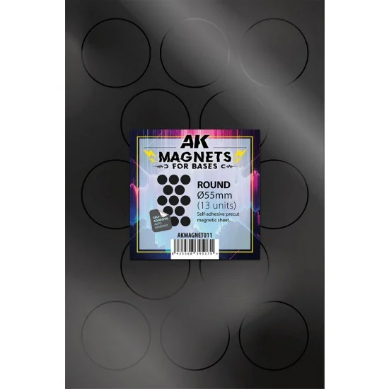 AK Interactive AK-MAGNET011 Round Pre-cut Magnets for Bases (13pcs, each diameter 55mm, self-adhesive)