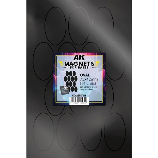 AK Interactive AK-MAGNET018 Oval Pre-cut Magnets for Bases (14pcs, each 75 x 42 mm, self-adhesive)