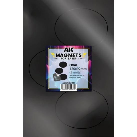 AK Interactive AK-MAGNET021 Oval Pre-cut Magnets for Bases (3pcs, each 120 x 92 mm, self-adhesive)