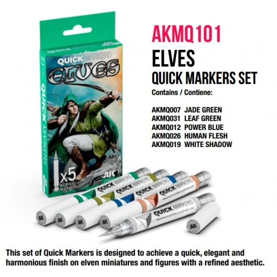 AK Interactive MQ101 Quick Marker Set for Wargamers - Elves (5 colours)