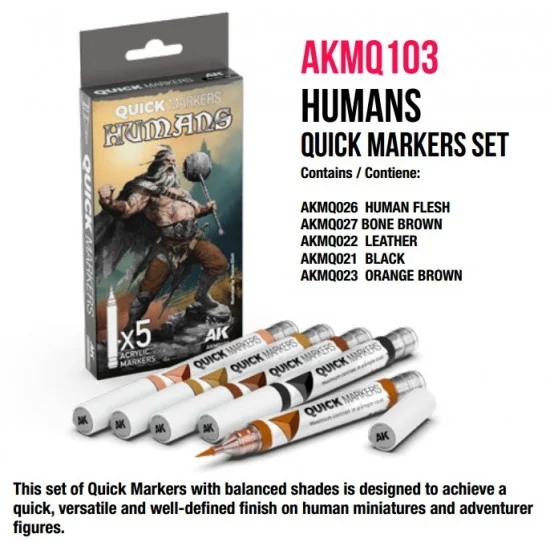 AK Interactive MQ103 Quick Marker Set for Wargamers - Humans (5 colours)