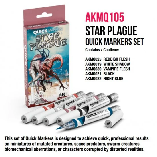AK Interactive MQ105 Quick Marker Set for Wargamers - Star Plague (5 colours)