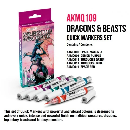 AK Interactive MQ109 Quick Marker Set for Wargamers - Dragons and Beasts (5 colours)