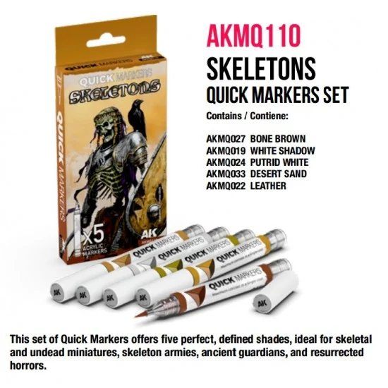 AK Interactive MQ110 Quick Marker Set for Wargamers - Skeletons (5 colours)