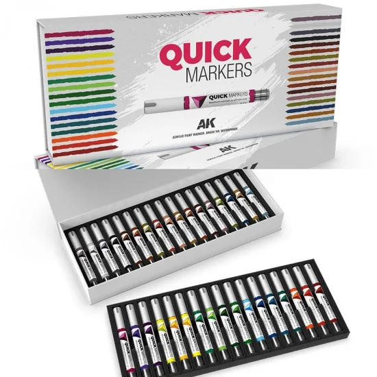 AK Interactive MQ150 Quick Markers Full Range Special Box Deluxe Case (incl. 34 colours) - Hobby & Model Paints