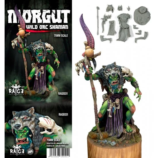 AK Interactive RAGE031 75mm Scale Figure - Morgut Wild Orc Shaman (height: 150mm)