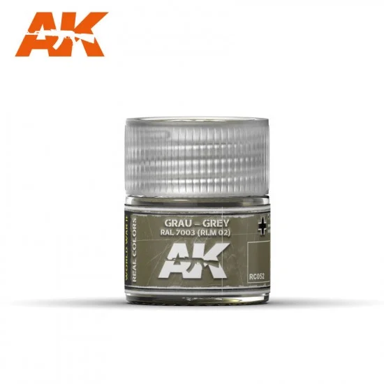 AK Interactive RC052 Real Colours Series Acrylic Lacquer Paint - Grau-Grey RAL 7003 (RLM 02) (10ml)
