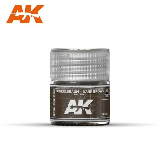 AK Interactive RC056 Real Colours Series Acrylic Lacquer Paint - Dunkelbraun-Dark Brown RAL 7017 (10ml)