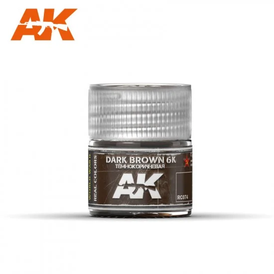 AK Interactive RC074 Real Colours Series Acrylic Lacquer Paint - Dark Brown 6K (10ml)