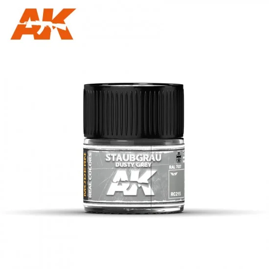 AK Interactive RC215 Real Colours Aircraft Acrylic Lacquer Paint - Staubgrau-Dusty Grey RAL 7037 (10ml)