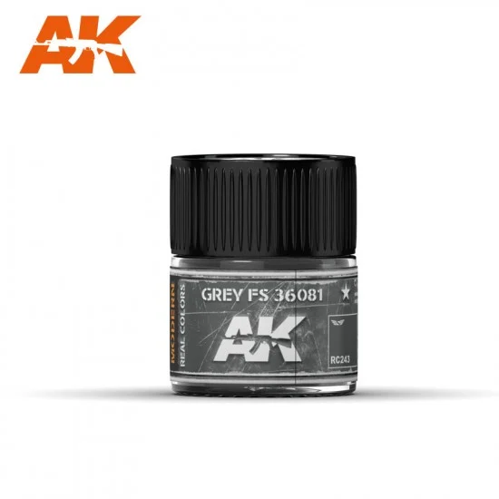 AK Interactive RC243 Real Colours Aircraft Acrylic Lacquer Paint - Grey FS 36081 (10ml)