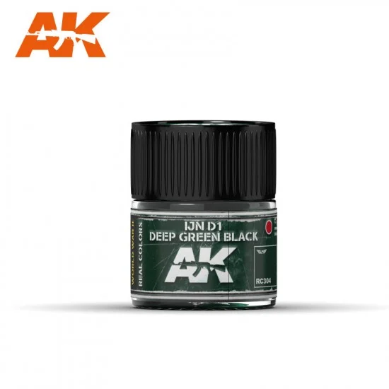 AK Interactive RC304 Real Colours Aircraft Acrylic Lacquer Paint - IJN D1 Deep Green Black (10ml)